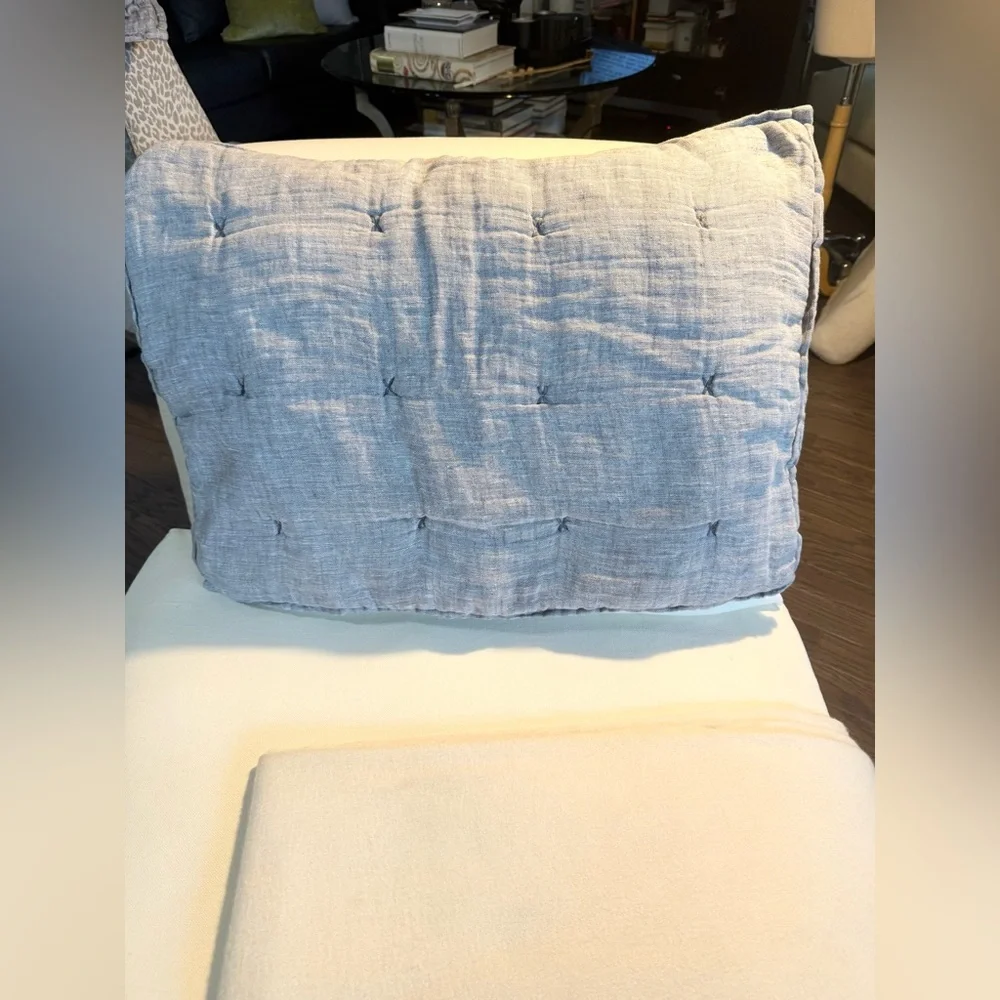 Restoration Hardware 2 Standard Grey Linen Gauze Shams 20x28